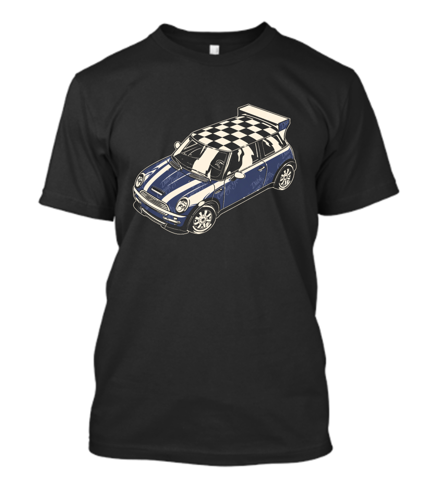 Tuned Cooper Checkered Roof Racing Blueprint T-Shirt