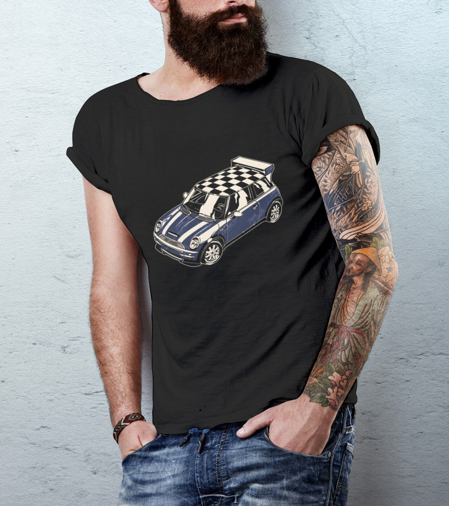 Tuned Cooper Checkered Roof Racing Blueprint T-Shirt