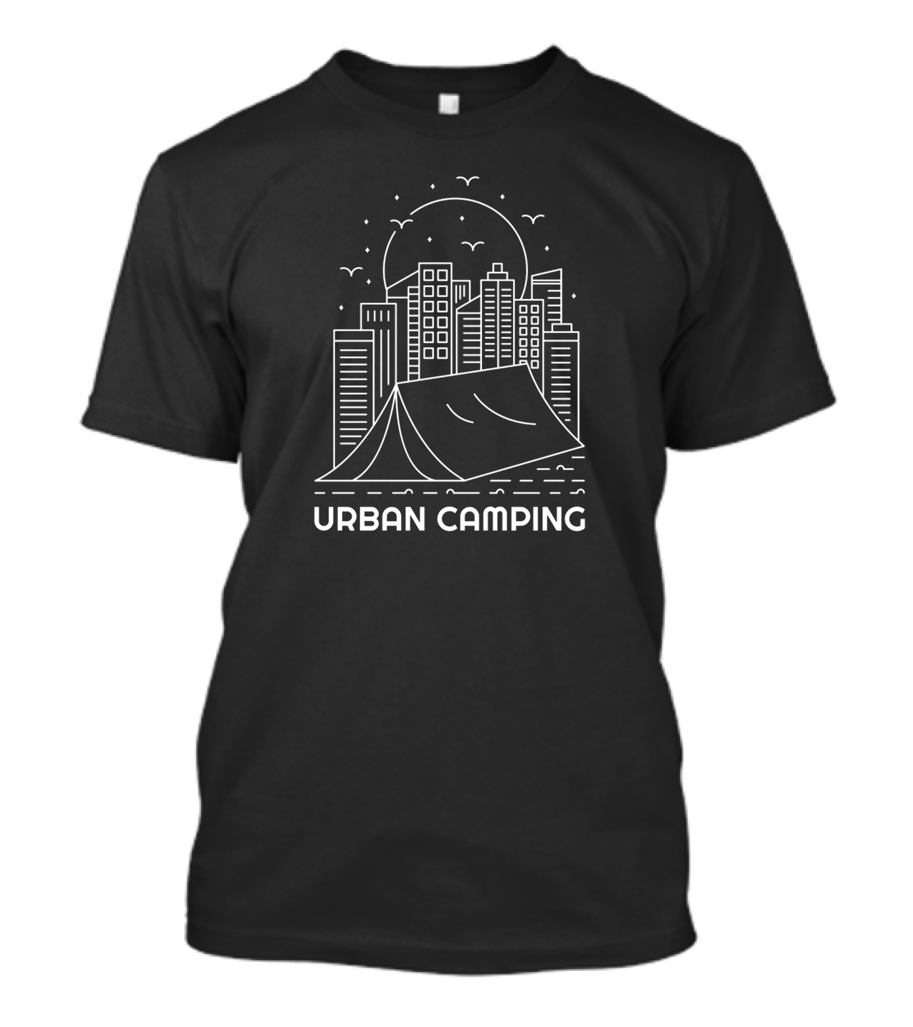 Urban Camping Skyline Tent City Adventure T-Shirt