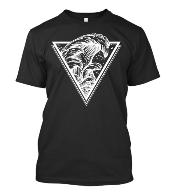 Wave In Triangle For Dark Geometric Ocean T-Shirt