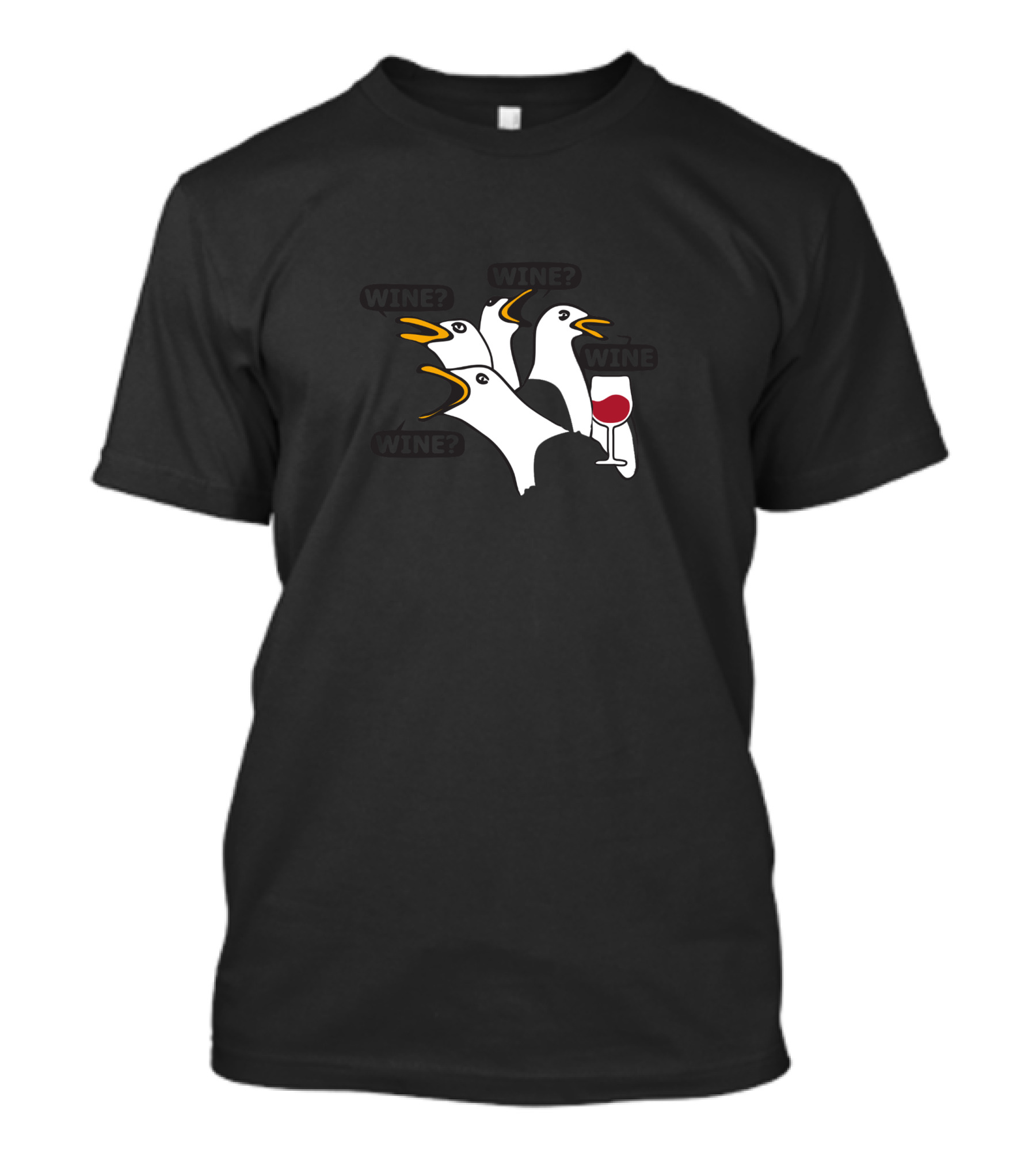 Wine Wine Wine Wine Seagull Red Wine Glass T-Shirt