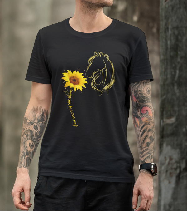 You Are My Sunshine Horse Sunflower Outline T-Shirt