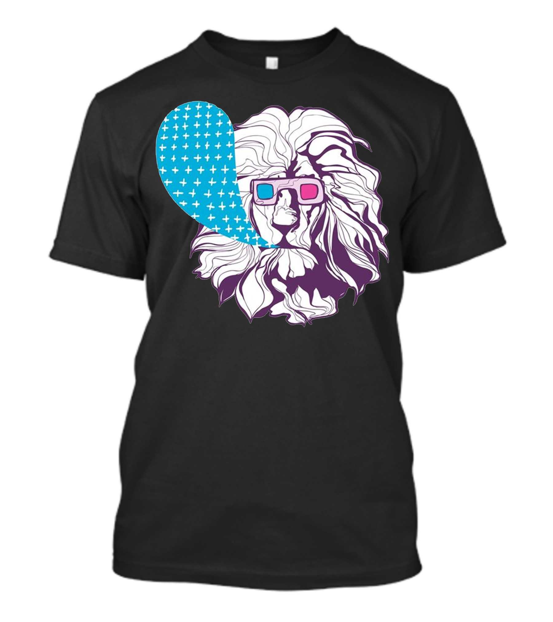 3D Lion Retro Glasses Pop T-Shirt