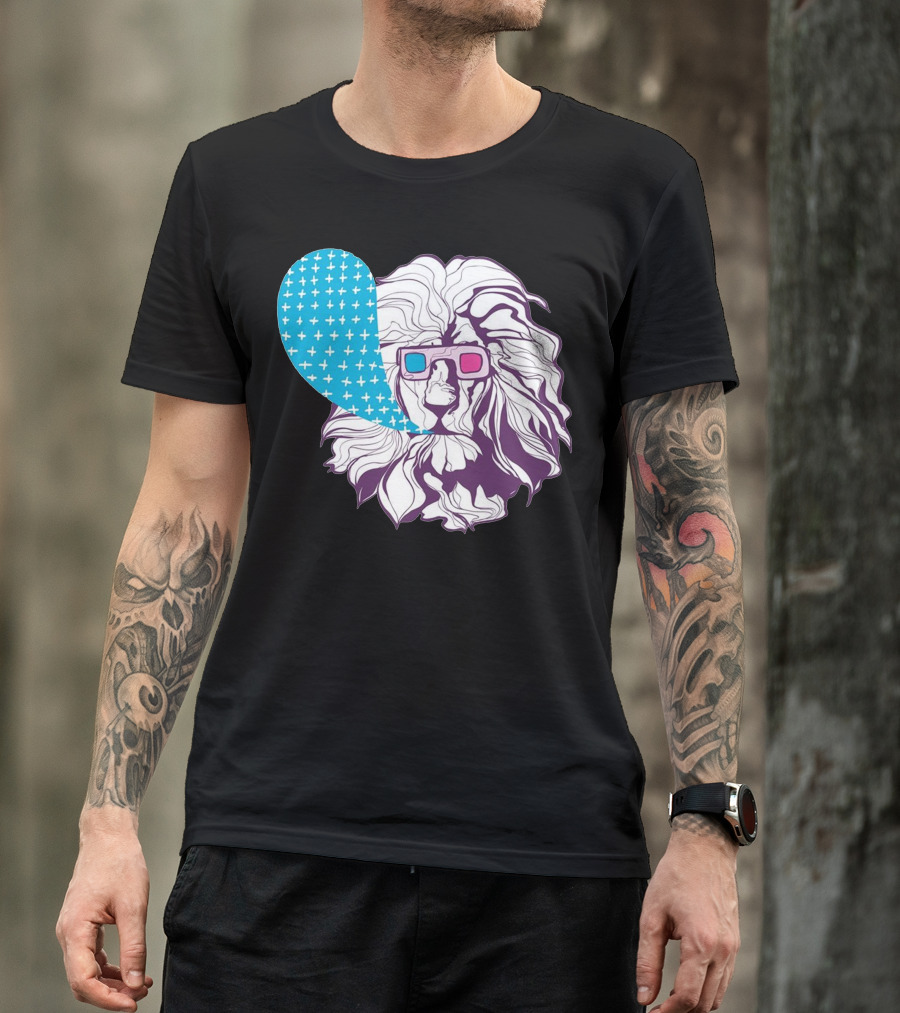 3D Lion Retro Glasses Pop T-Shirt