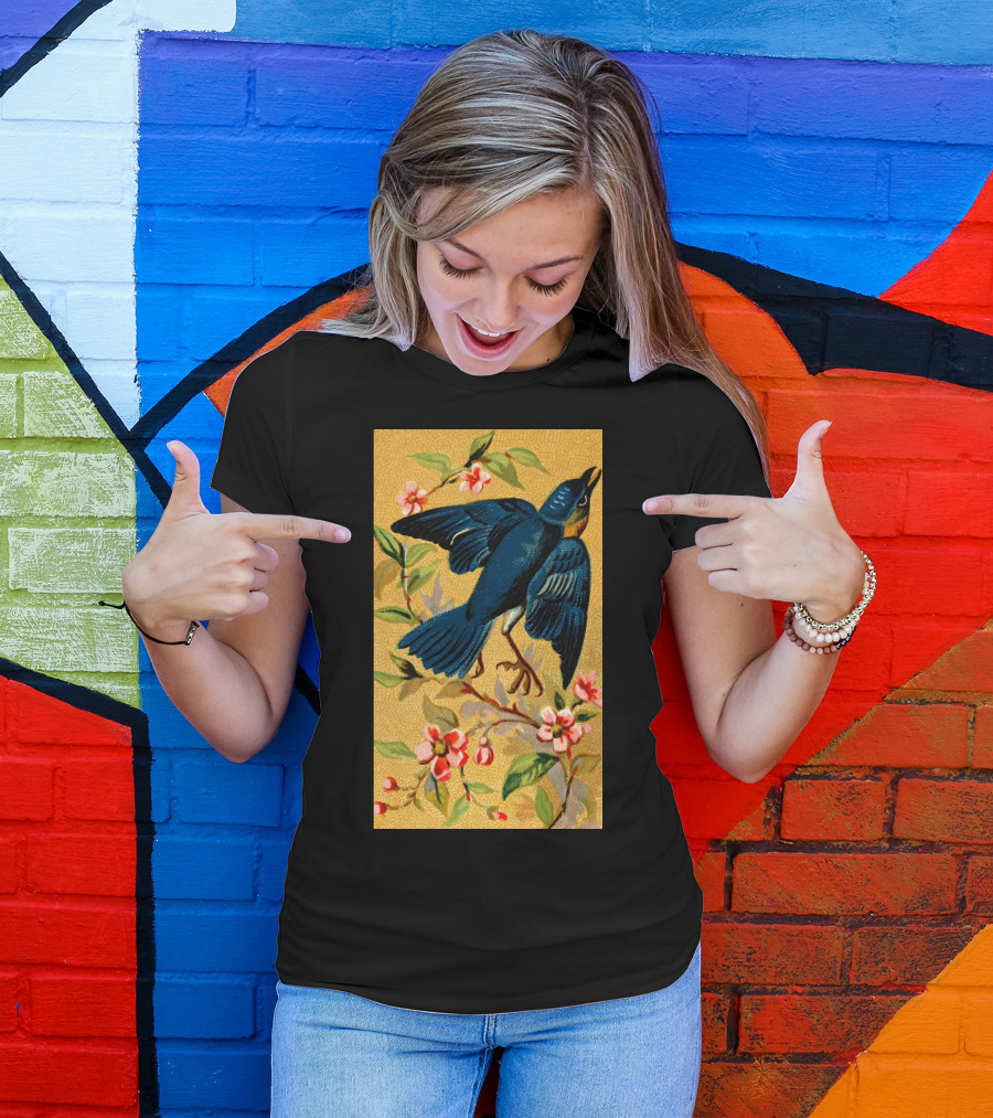 American Pictures Blue Bird In Blossoms T-Shirt