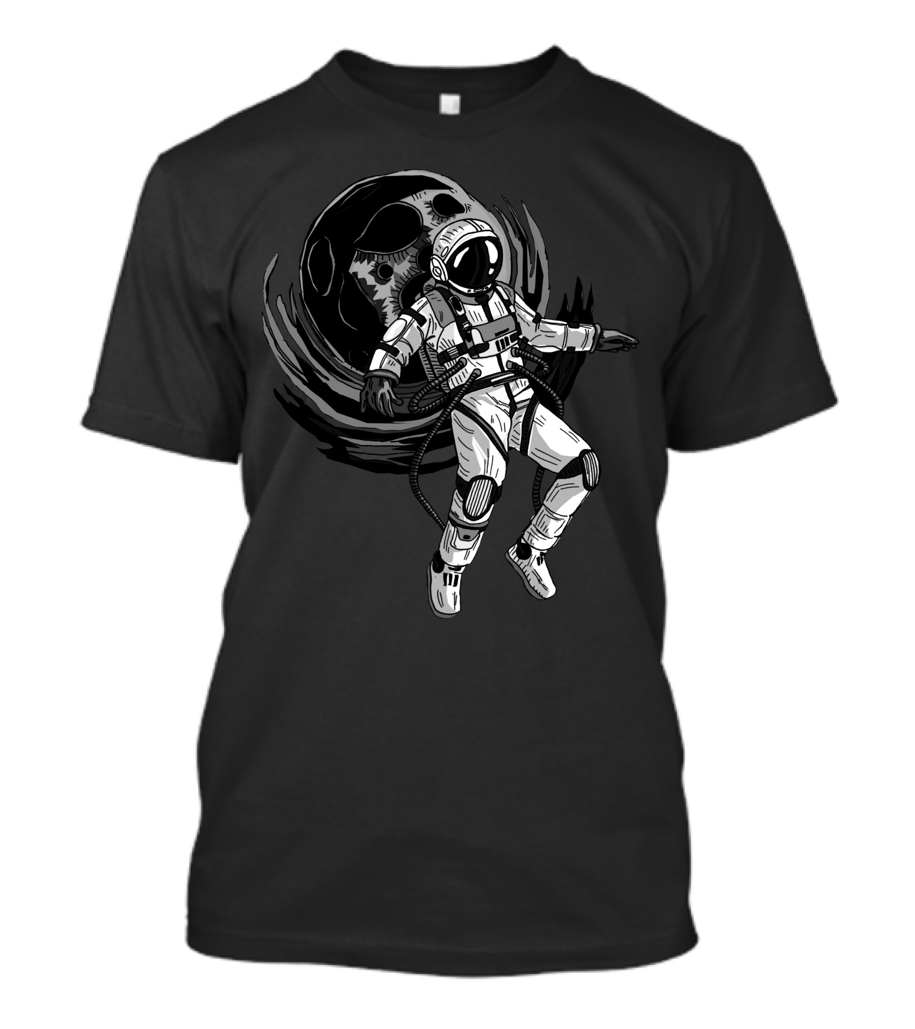 Astronaut Floating In Space With Planet Background T-Shirt