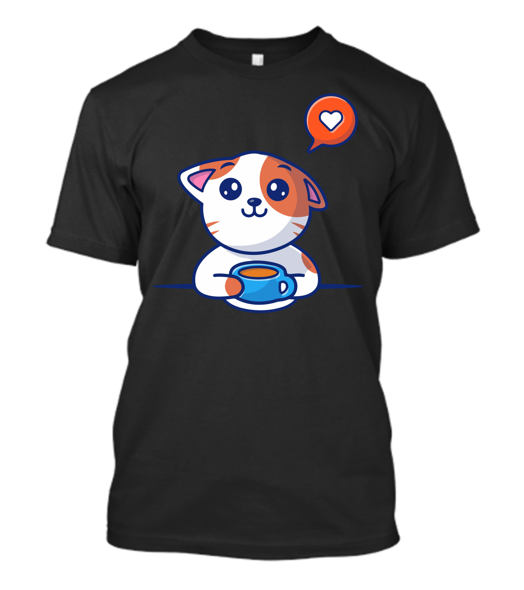 Cat Drink Coffee Heart Bubble T-Shirt