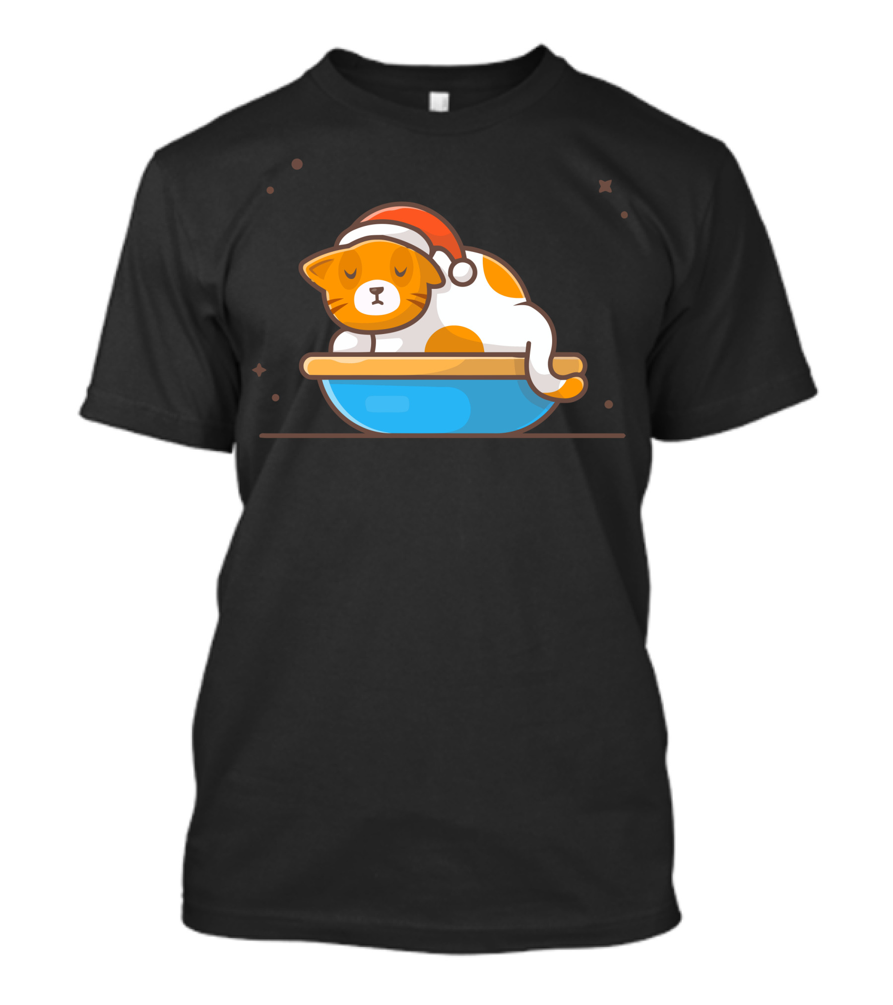 Cat Sleeping With Santa Hat In Winter Season T-Shirt