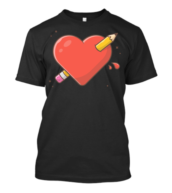 Creative Love Heart With Pencil And Splash Elements T-Shirt