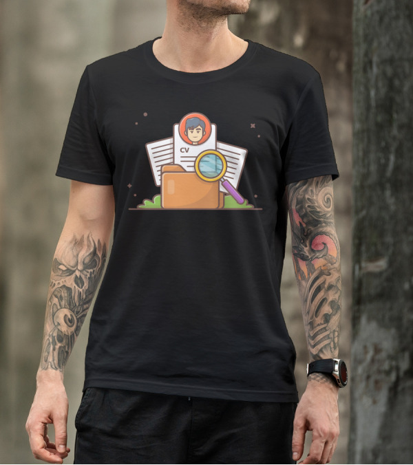CV Profile Character Resume Folder Magnifying Glass T-Shirt