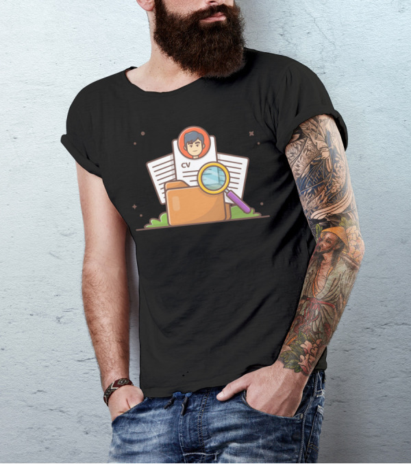 CV Profile Character Resume Folder Magnifying Glass T-Shirt