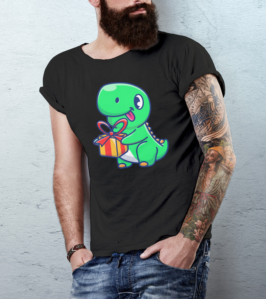 Cute Dinosaur Carrying Gift Box T-Shirt