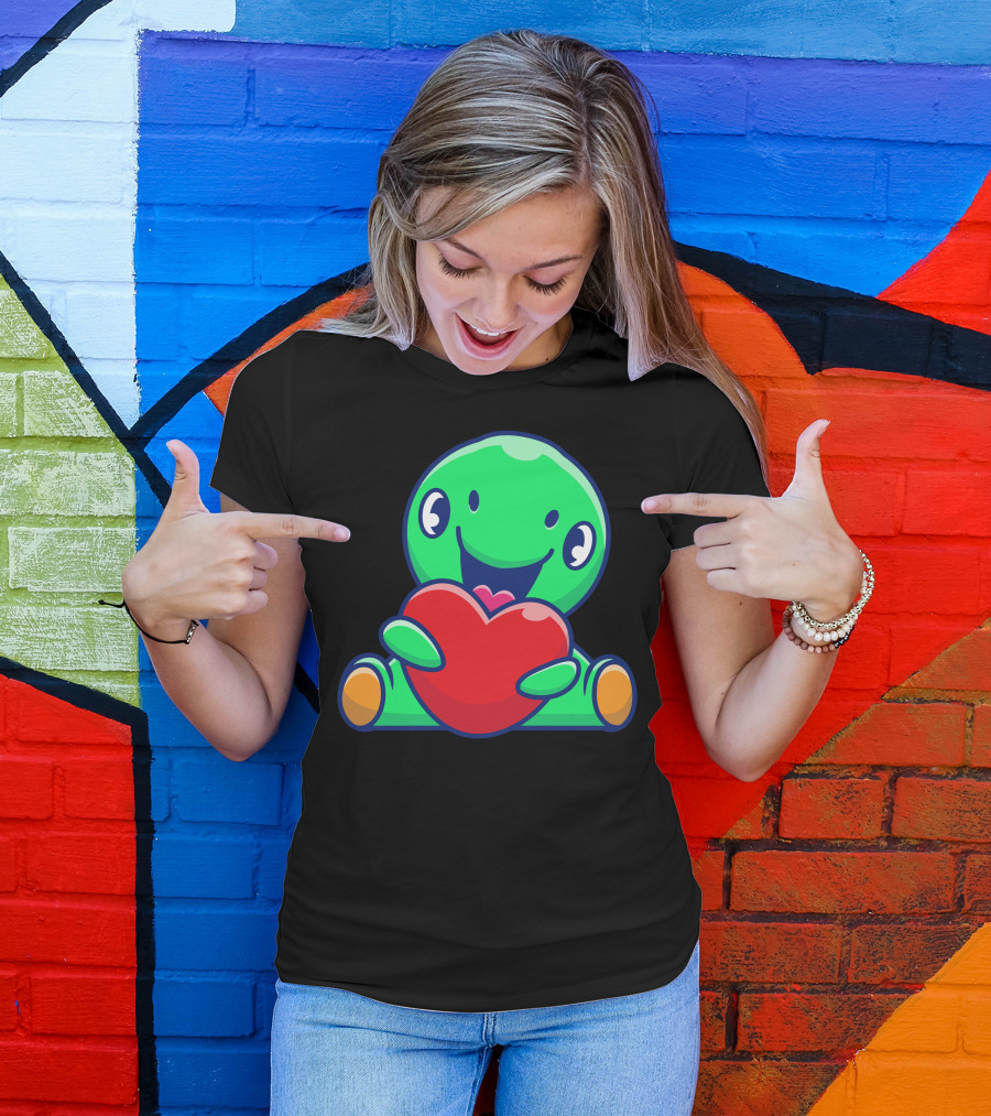 Cute Dinosaur Holding Heart Shaped Love T-Shirt