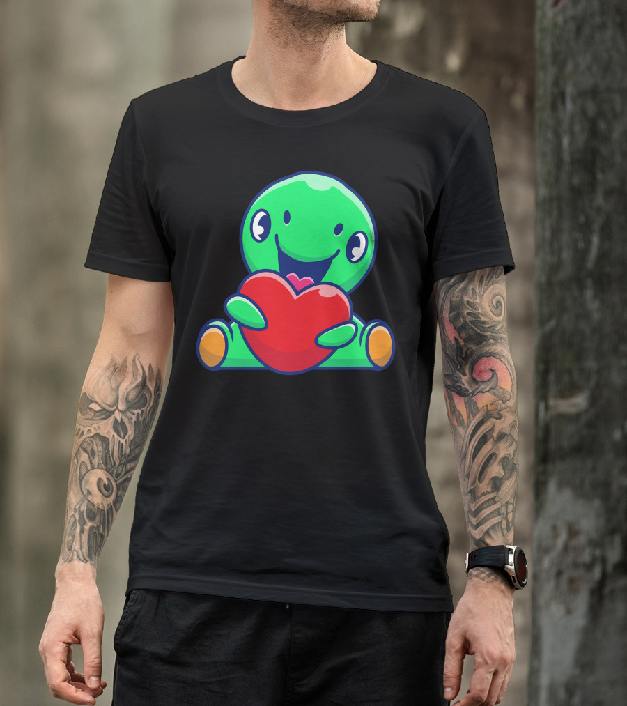 Cute Dinosaur Holding Heart Shaped Love T-Shirt