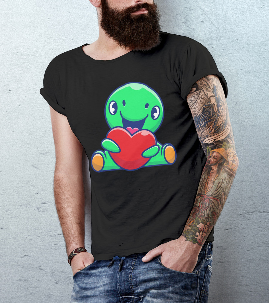Cute Dinosaur Holding Heart Shaped Love T-Shirt