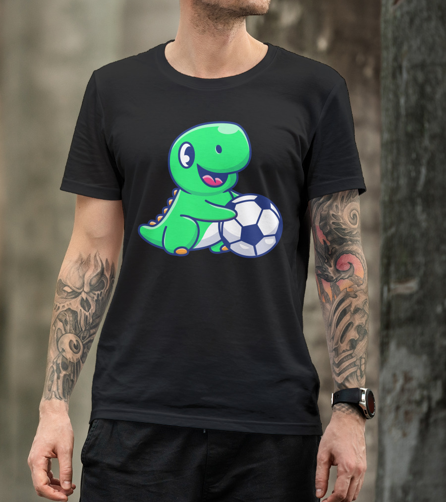 Cute Dinosaur Playing Soccer Ball T-Shirt