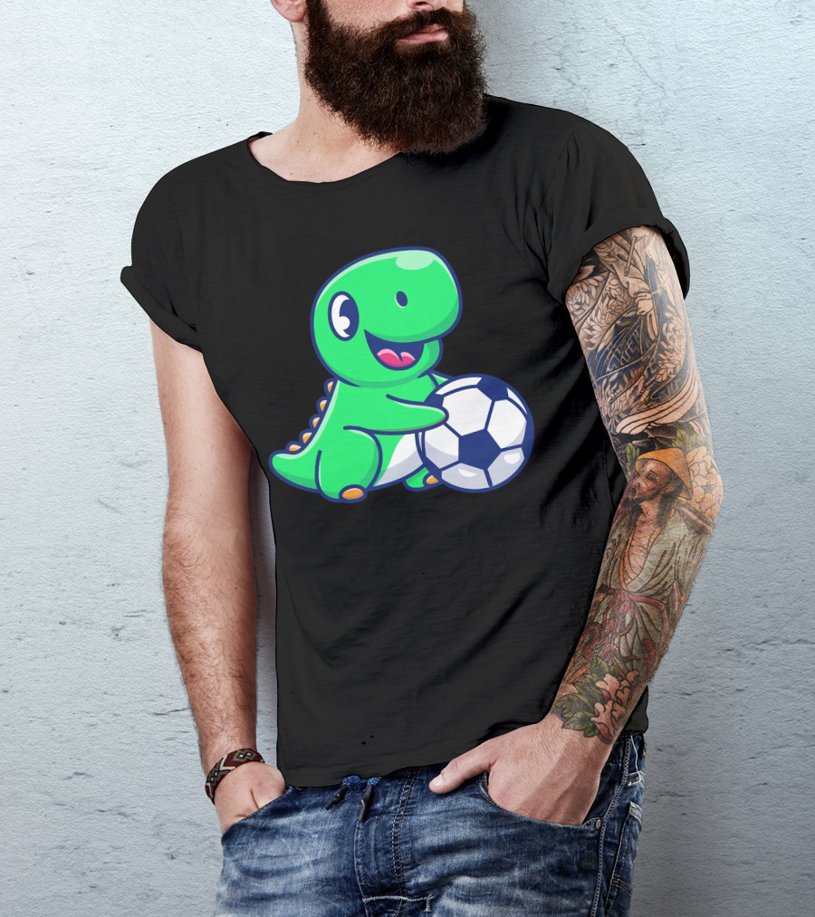 Cute Dinosaur Playing Soccer Ball T-Shirt