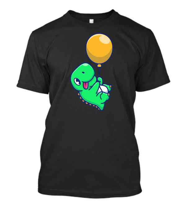 Cute Dinosaur Floating With Yellow Balloon T-Shirt