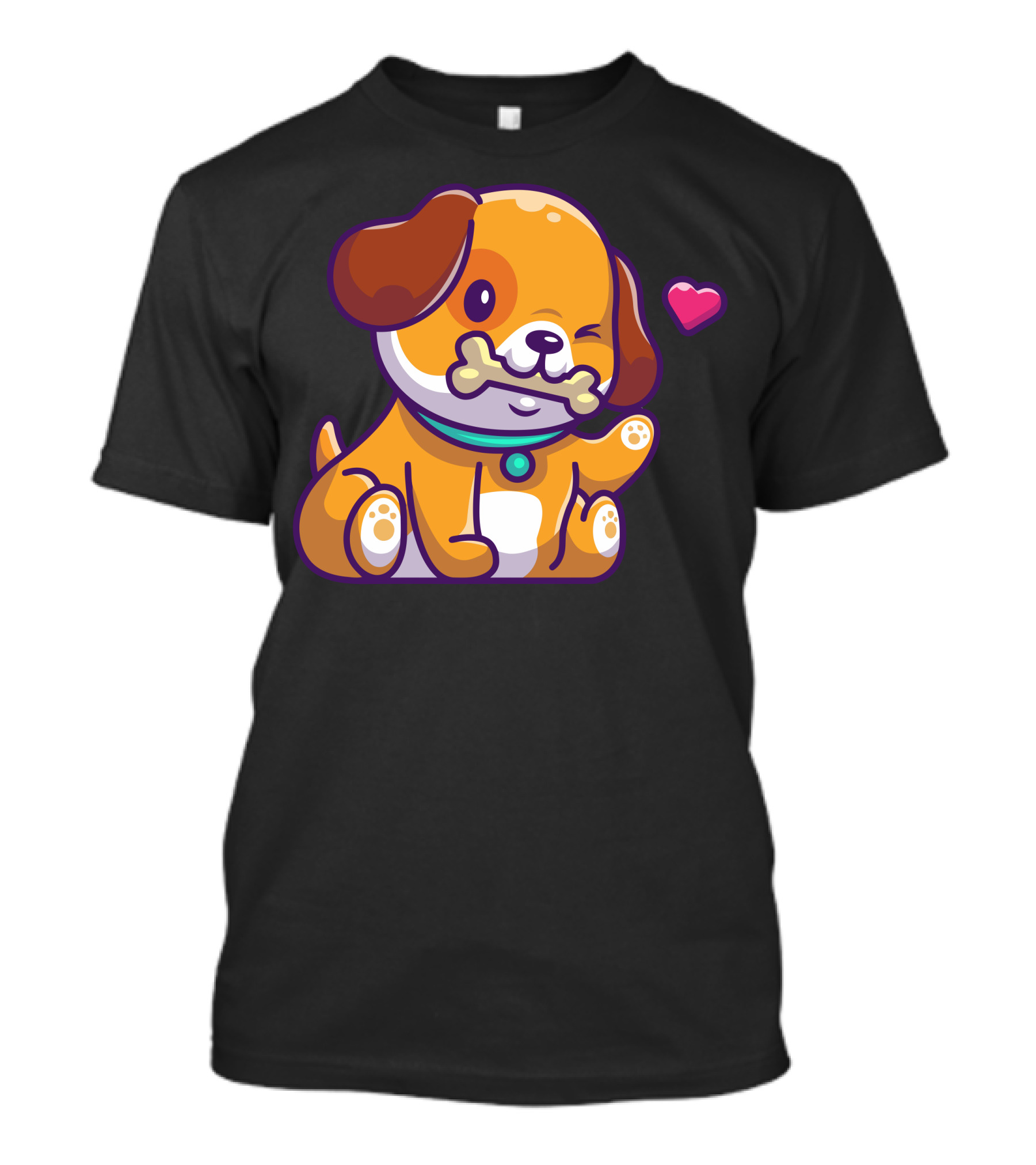 Cute Dog With Bone And Heart T-Shirt