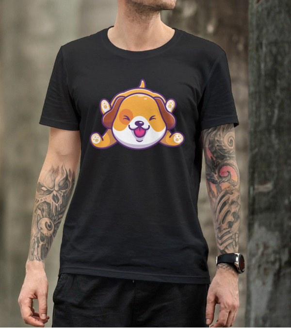 Happy Dog Cartoon Character Playing Energetically T-Shirt