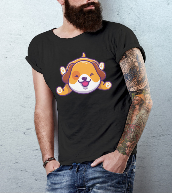 Happy Dog Cartoon Character Playing Energetically T-Shirt