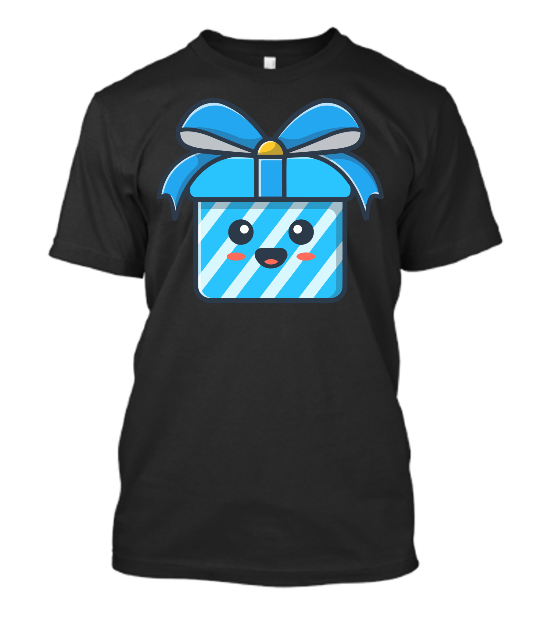 Cute Box Smiling Blue Present Face T-Shirt