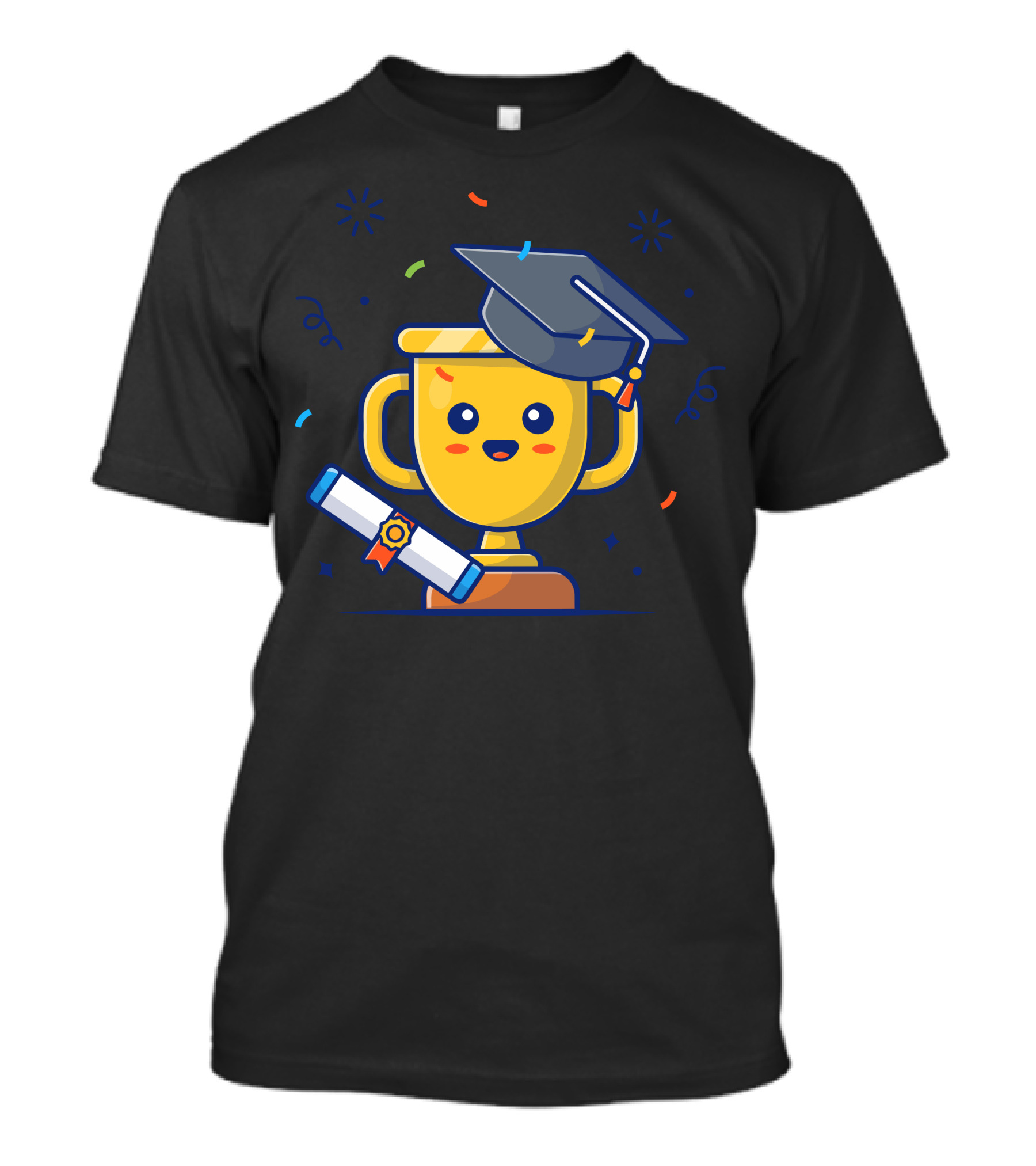 Cute Gold Trophy Graduation With Diploma And Confetti T-Shirt
