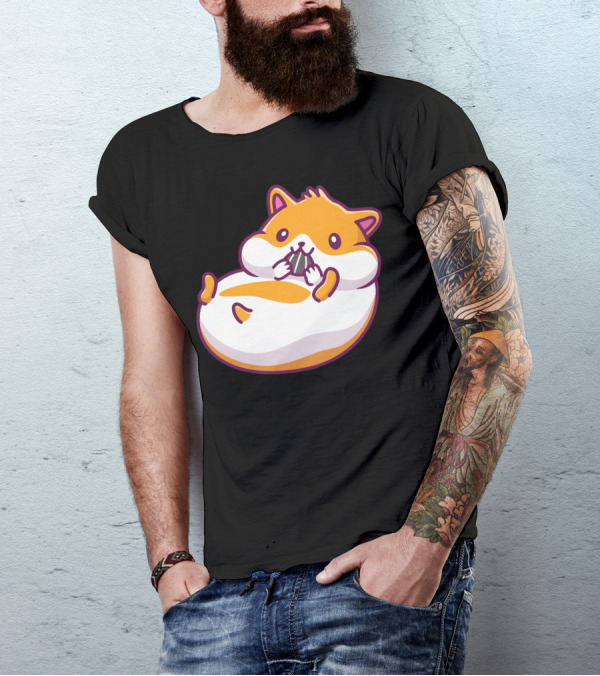 Cute Hamster Snacking Playfully With Chubby Cheeks T-Shirt