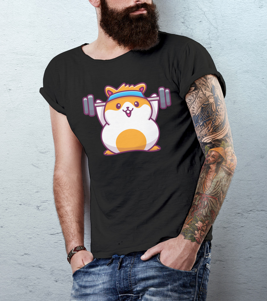 Cute Hamster Fitness With Dumbbells T-Shirt