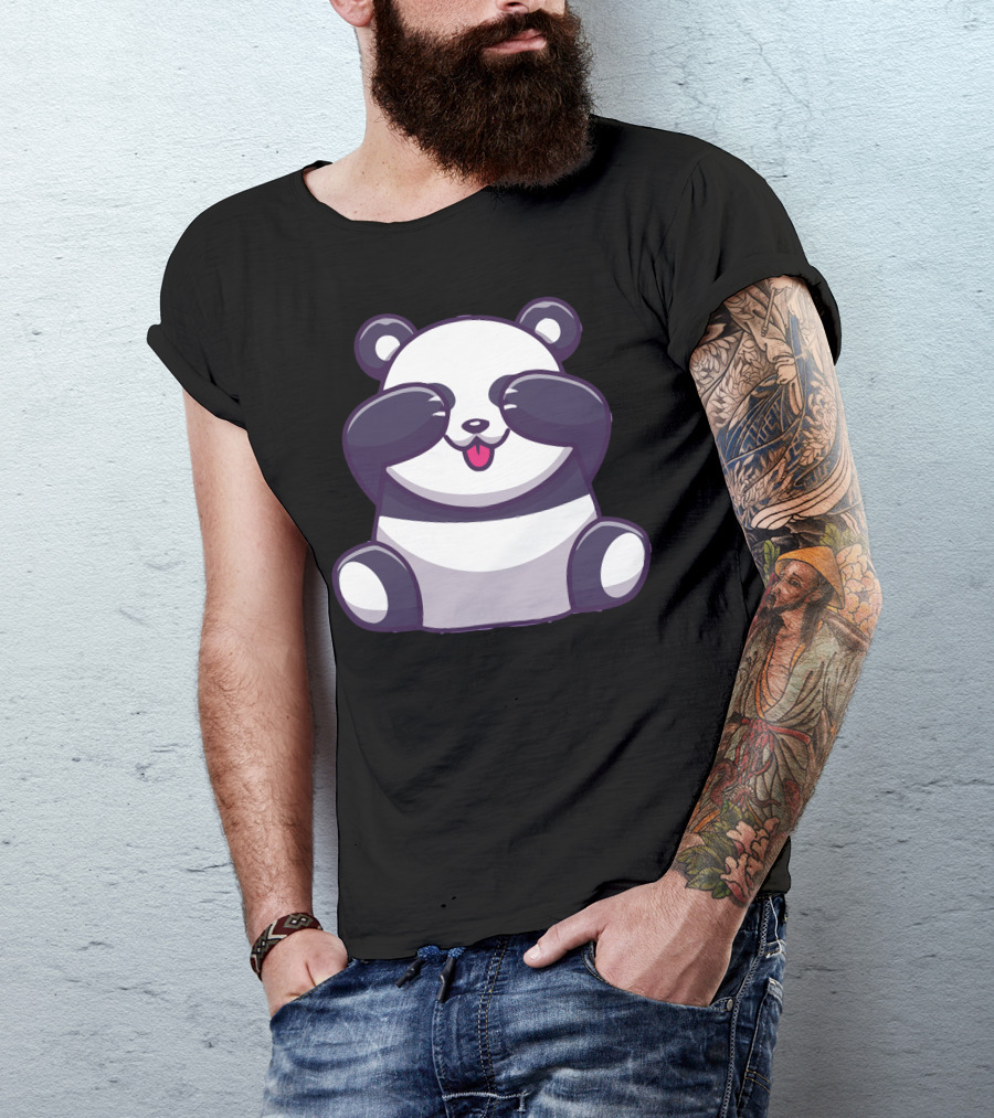 Cute Panda With Playfully Covered Eyes T-Shirt