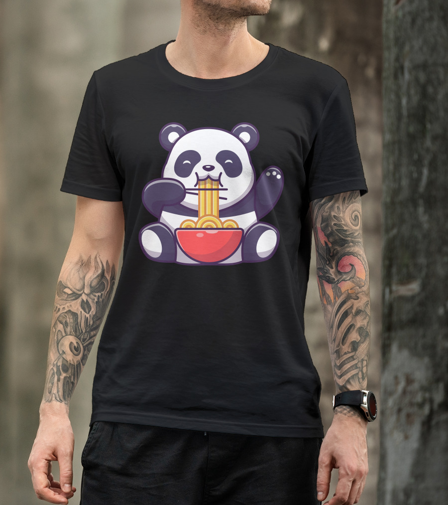 Cute Panda Eating Ramen Noodles T-Shirt