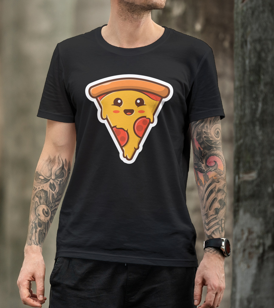 Cute Smiling Pizza With Pepperoni Slices T-Shirt