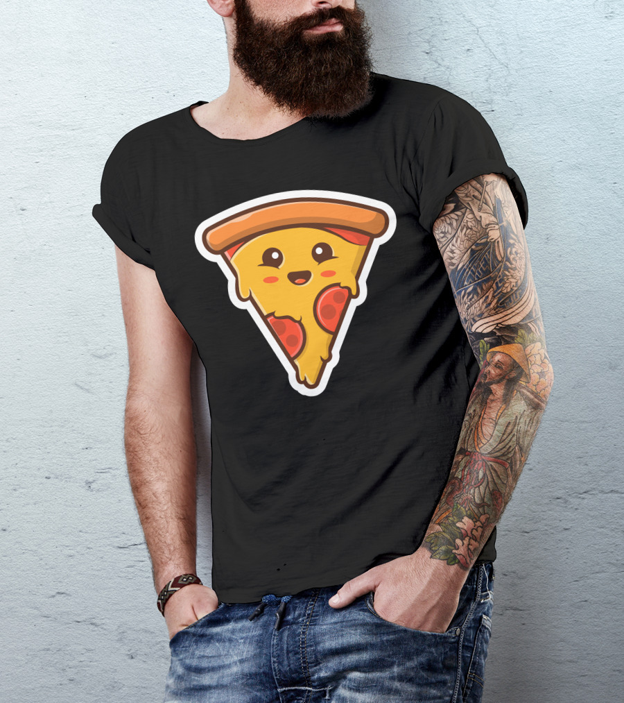 Cute Smiling Pizza With Pepperoni Slices T-Shirt