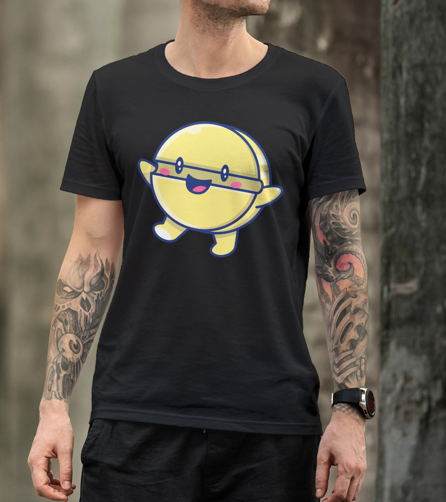 Cute Tablet Happy Yellow Character With Glasses T-Shirt