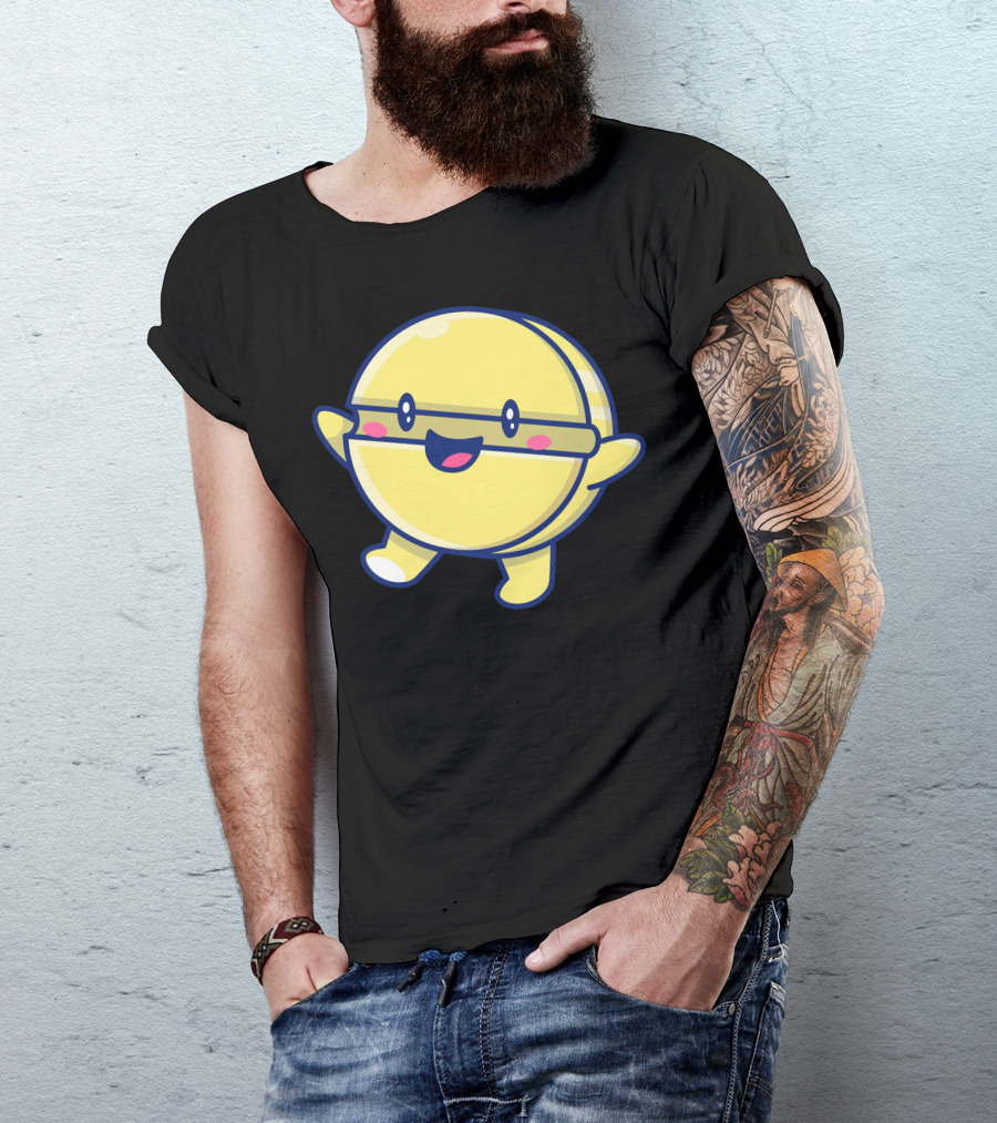 Cute Tablet Happy Yellow Character With Glasses T-Shirt