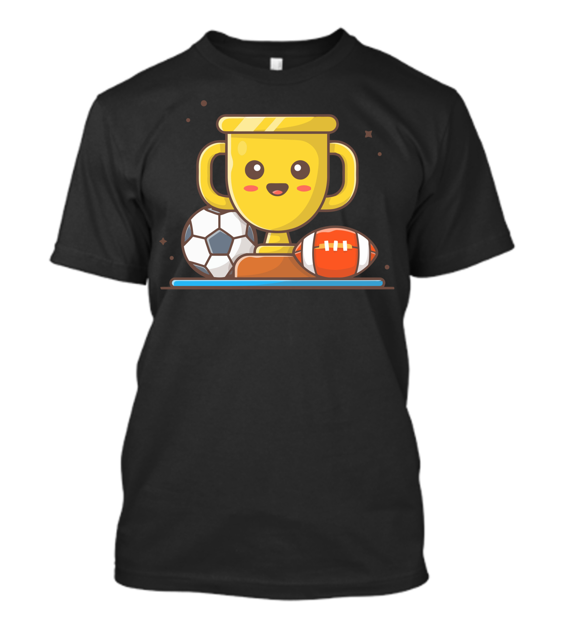 Cute Trophy Smiling With Soccer Ball And Football T-Shirt