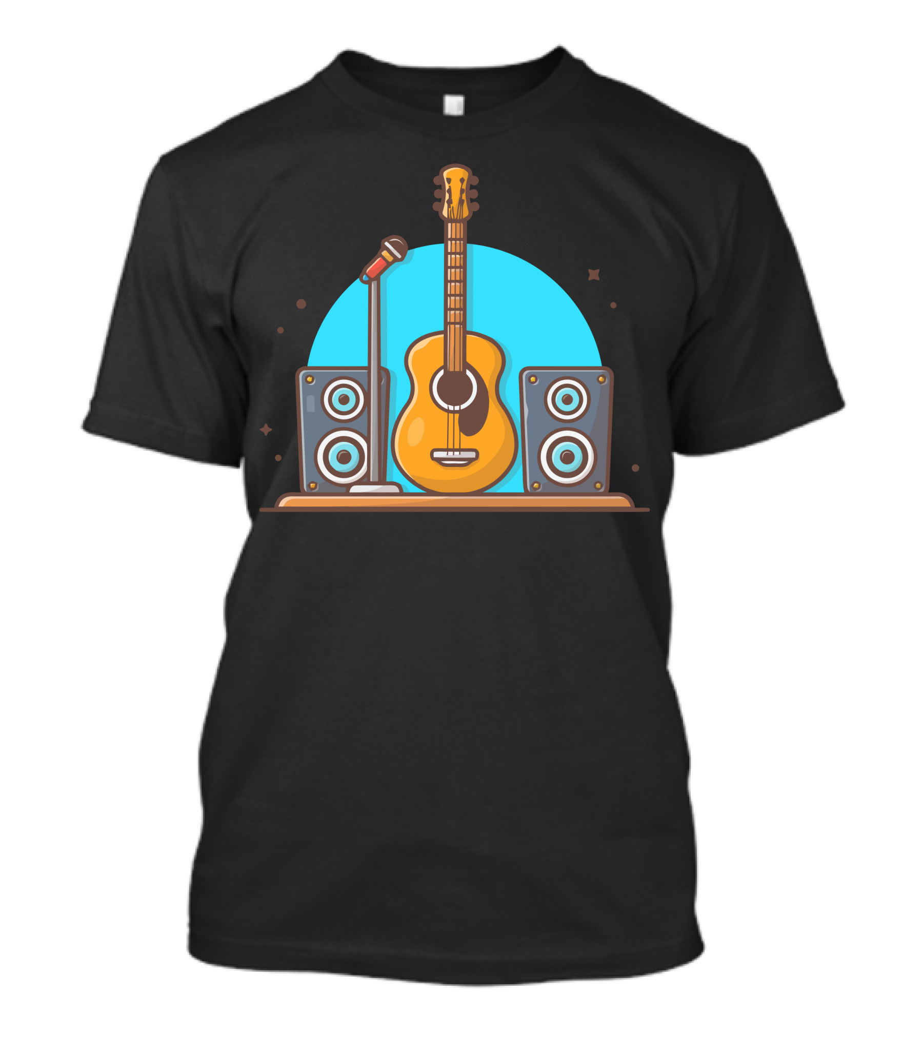 Acoustic Guitar With Microphone And Speaker Music Setup T-Shirt
