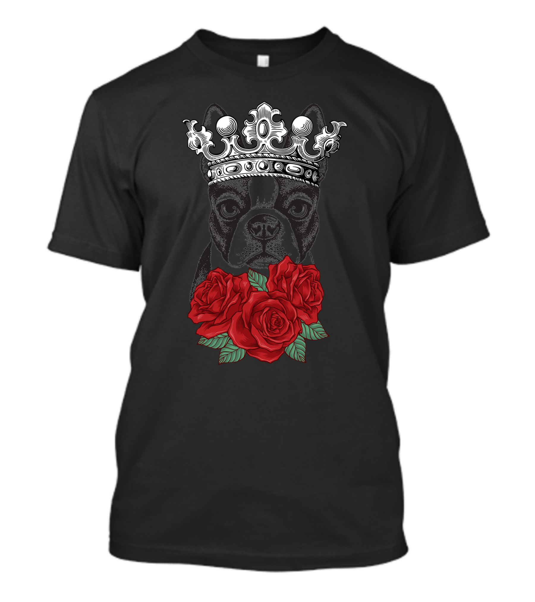 King French Bulldog Crown Roses T-Shirt