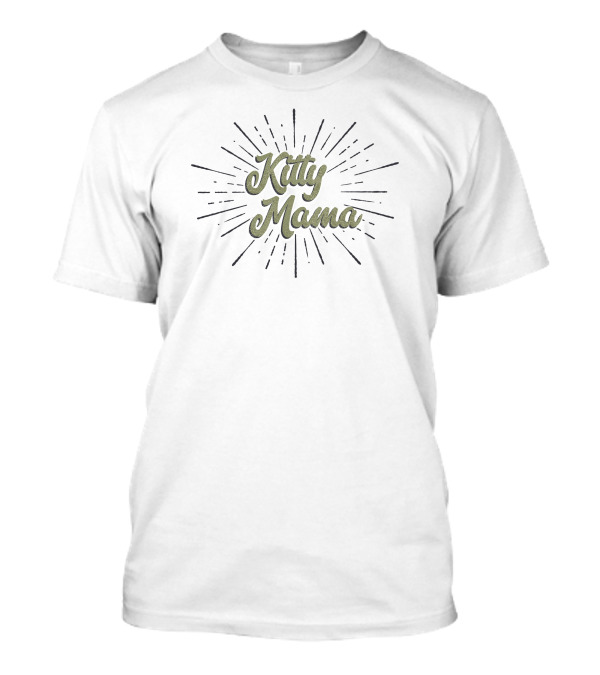 Kitty Mama Distressed Look Short Sleeved Vintage Starburst Text T-Shirt