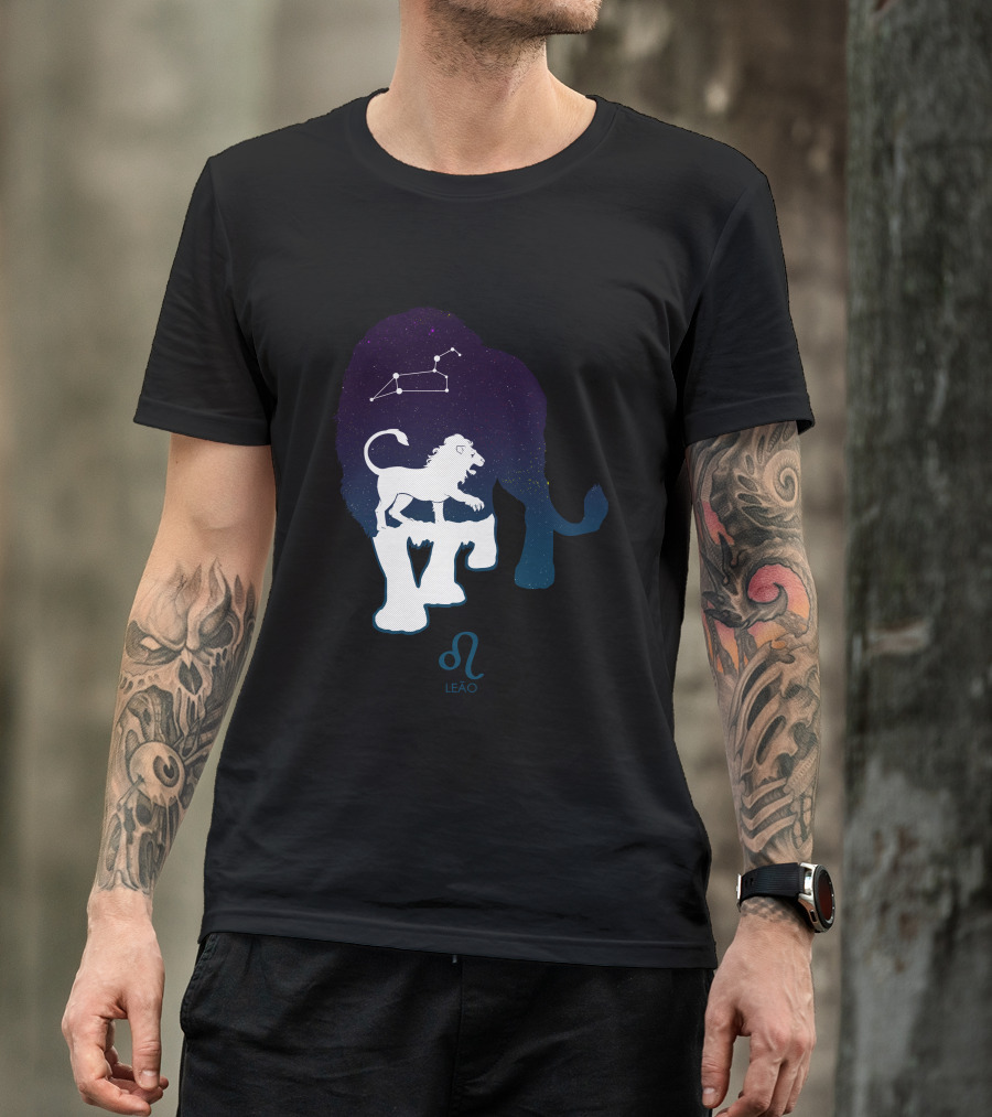 Leao Zodiac Lion Constellation Galaxy Silhouette With Leo T-Shirt