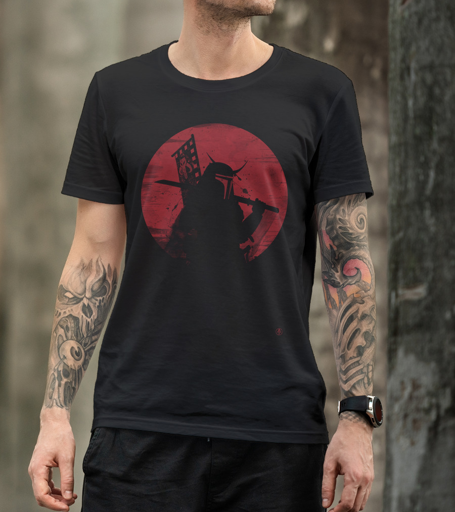 Mandalorian Samurai Bounty Hunter Kanji Red Sun T-Shirt