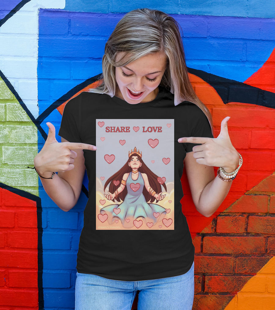 SHARE LOVE Princess Surrounded By Hearts T-Shirt