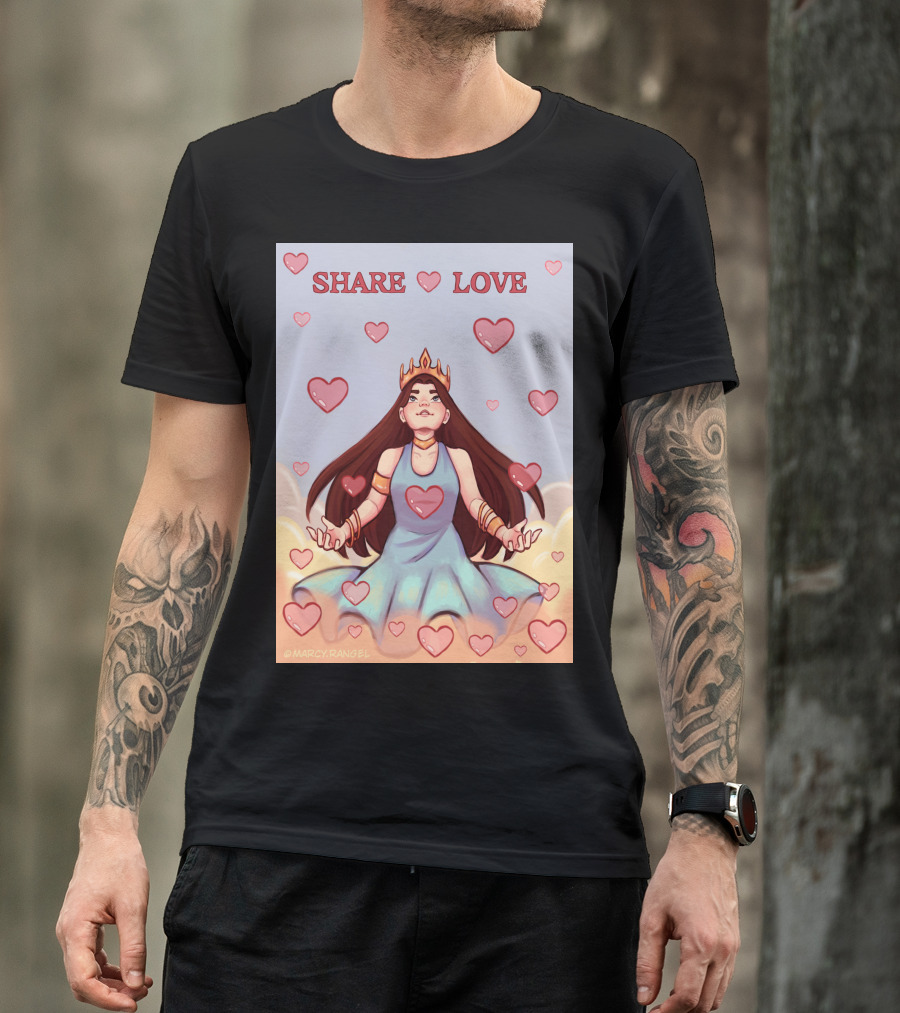 SHARE LOVE Princess Surrounded By Hearts T-Shirt