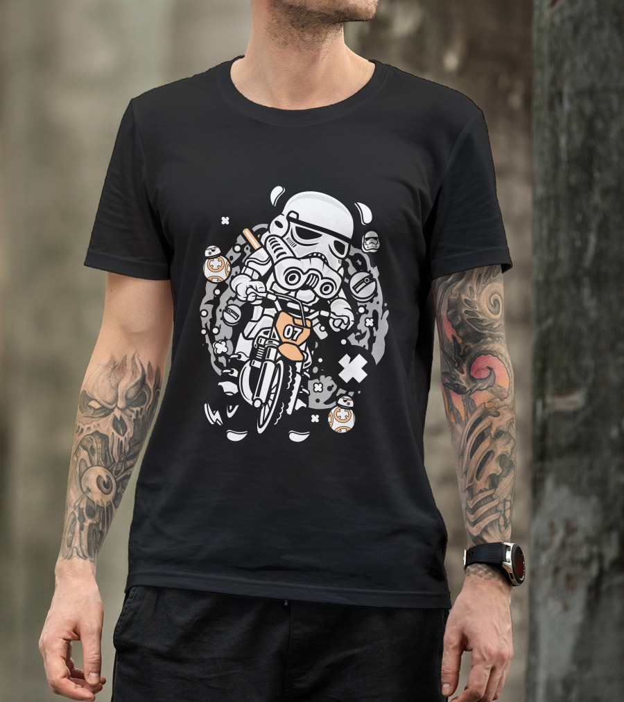 Trooper Motocross Stormtrooper BB-8 Dirt Bike Adventure T-Shirt