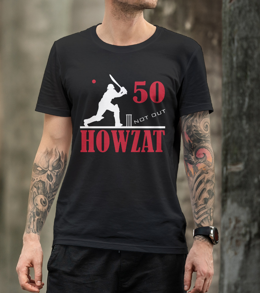 Howzat 50 Not Out Cricket T-Shirt