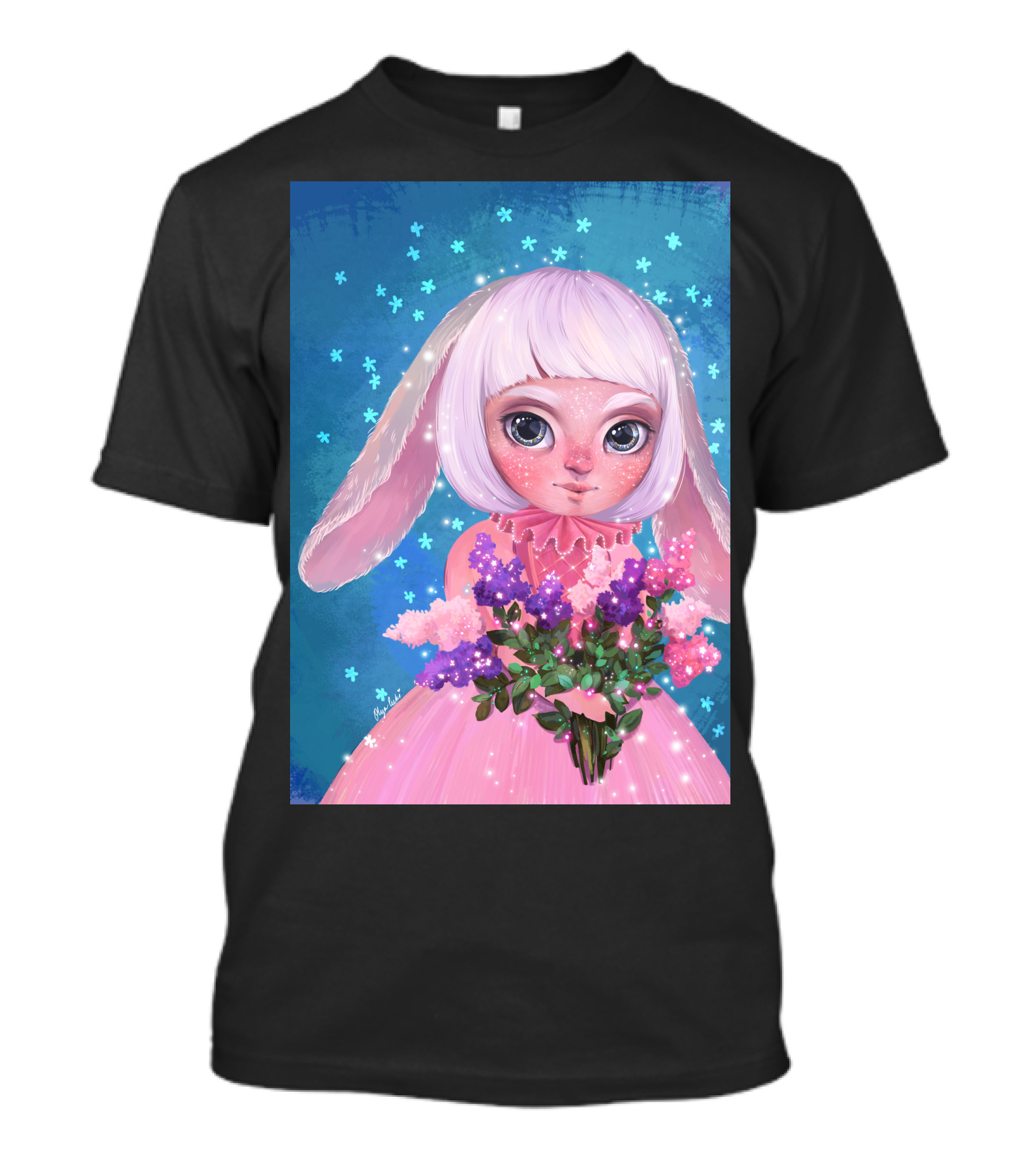 April Rabbit Pastel Bouquet Fantasy T-Shirt