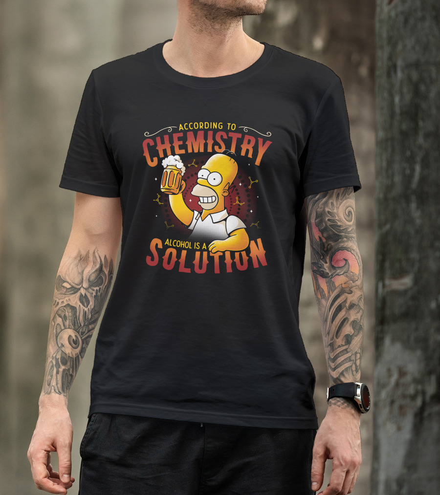 According To Chemistry Alcohol Is A Solution With Cartoon Character T-Shirt