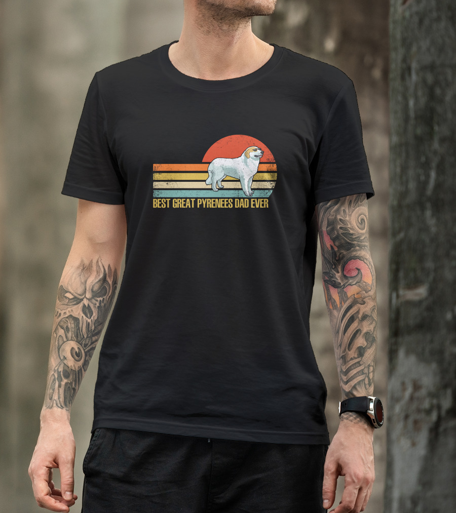 Best Great Pyrenees Dad Ever Vintage Sunset T-Shirt