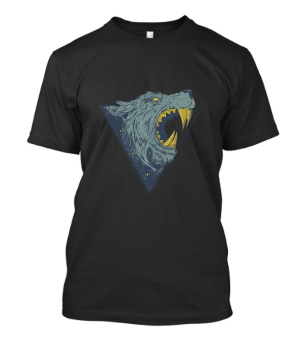 Big Bad Wolf Nobg Fierce Blue Triangle Howling Wolf Head T-Shirt