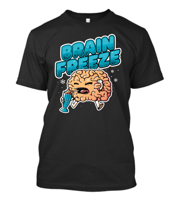 Brain Freeze Ice Cream Brain Holding Cone Cartoon T-Shirt